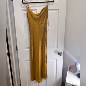 Zara Satin Slip Dress in Gold